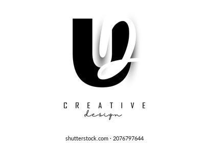 Letters UD logo with a minimalist design. Letters U and D with geometric and handwritten typography. Creative Vector Illustration with letters.