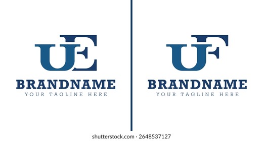 Letras UE e UF Monogram Logo, para negócios com as iniciais UE UF FU