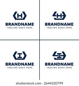 Letras UH UI YH YI Hexágono Monograma Logotipo, para negócios com iniciais HU IU HY IY