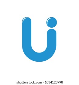 letters ui blue water symbol logo vector 