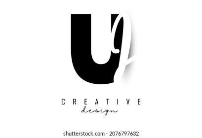 Letras logotipo de interfaz de usuario con un diseño minimalista. Letras U y i con tipografía geométrica y manuscrita. Ilustración vectorial creativa con letras.
