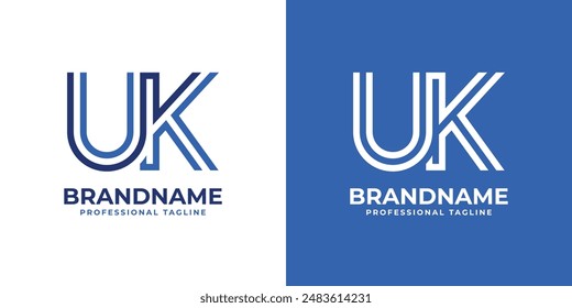 Logotipo de monograma de la línea de las letras del Reino Unido, conveniente para el negocio con las iniciales del Reino Unido o de la KU