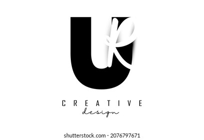 Letters UR logo with a minimalist design. Letters U and R with geometric and handwritten typography. Creative Vector Illustration with letters.