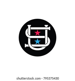 letters us with star linked logo
