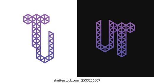 Letters UT and TU Polygon Logo, suitable for business related to polygon with TU or UT initials