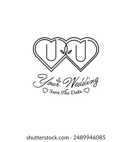 Letters UU Wedding Love Logo, for couples with U and U initials