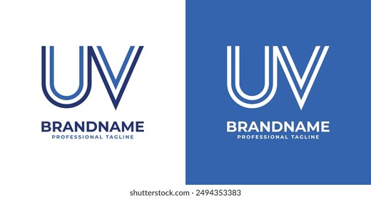 Letters UV Line Monogram Logo, suitable for business with UV or VU initials