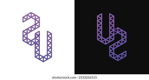 Buchstaben UZ und ZU Polygon Logo, geeignet für geschäftliche Zwecke im Zusammenhang mit Polygon mit ZU oder UZ Initialen