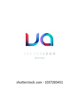 Letters V A, V & A logo, multi colour letters icon vector template.