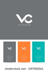 Letters V & C joint logo, emblem or icon with business card vector template.