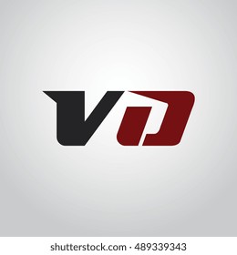 The letters V and D logo automotive black and red colored