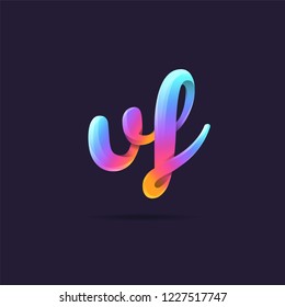 Letters V F, V & F 3D logo, multi colour gradient letters icon vector template.