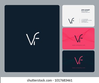 Letters V F, V & F joint logo icon with business card vector template.
