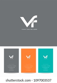 Letters V & F joint logo, emblem or icon with business card vector template.