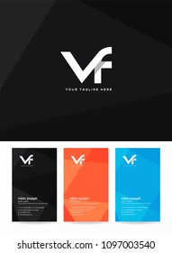 Letters V & F joint logo, emblem or icon with business card vector template.