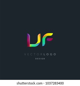 Letters V F, V & F logo, multi colour letters icon vector template.