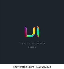 Letters V I, V & I logo, multi colour letters icon vector template.