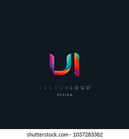 Letters V I, V & I logo, multi colour letters icon vector template.