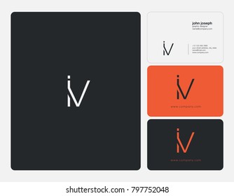 Letters I V, I&V joint logo icon with business card vector template.