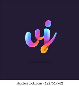 Letters V J, V & J 3D logo, multi colour gradient letters icon vector template.