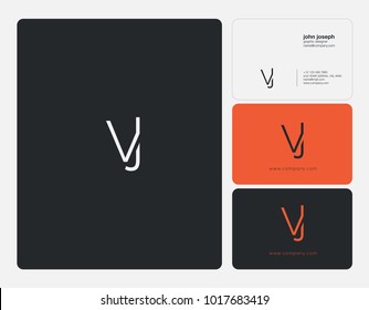Letters V J, V & J joint logo icon with business card vector template.

