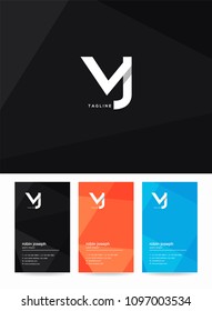 Letters V & J joint logo, emblem or icon with business card vector template.