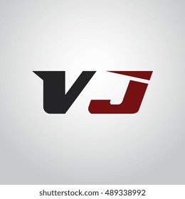 The letters V and J logo automotive black and red colored