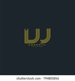 Letters V & J, VJ joint logo icon. Stroke letter vector element.
