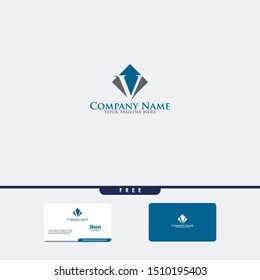 Letters V,  joint logo icon with business card vector template