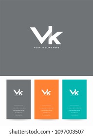 Letters V & K joint logo, emblem or icon with business card vector template.