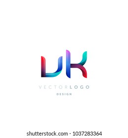 Letters V K, V & K logo, multi colour letters icon vector template.