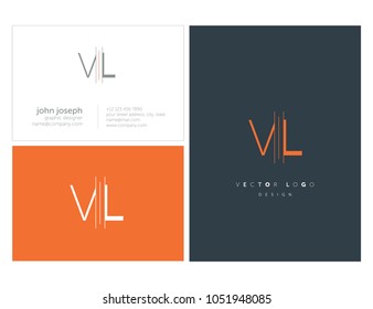 Letters V L, V & L joint logo icon with business card vector template.