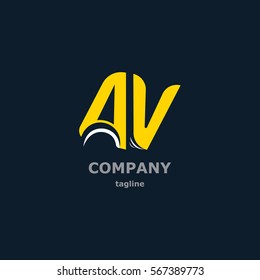The letters A and V for the logo of the company. Vector illustration