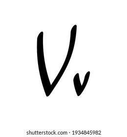 Letters of (V) logo, icon design. Handwritten by brush