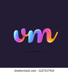 Letters V M, V & M 3D logo, multi colour gradient letters icon vector template.