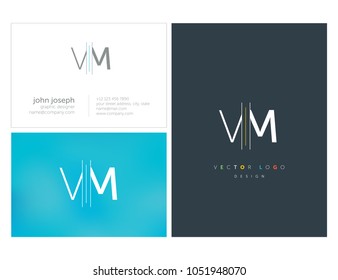Letters V M, V & M joint logo icon with business card vector template.