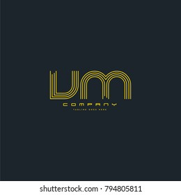 Letters V & M, VM joint logo icon. Stroke letter vector element.
