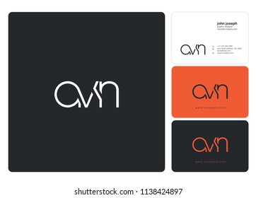 Letters A V N Joint logo icon with business card vector template.