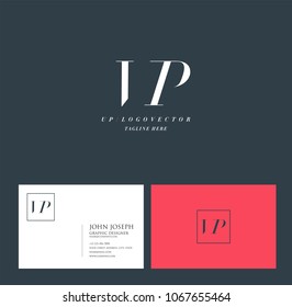 Letters V P, V & P joint logo icon with business card vector template.
