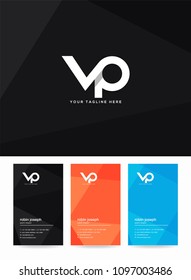 Letters V & P joint logo, emblem or icon with business card vector template.