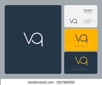 Letters V Q, V & Q joint logo icon with business card vector template.
