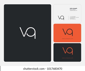 Letters V Q, V & Q joint logo icon with business card vector template.
