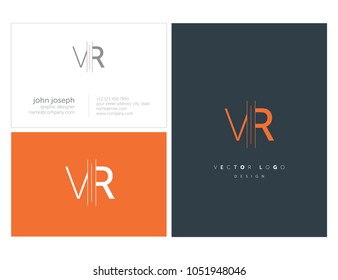 Letters V R, V & R joint logo icon with business card vector template.
