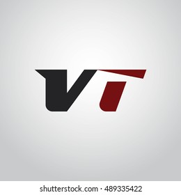 The letters V and T logo automotive black and red colored