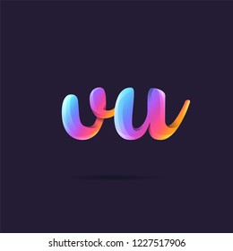 Letters V U, V & U 3D logo, multi colour gradient letters icon vector template.