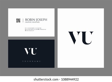 Letters V & U joint logo icon with business card vector template.