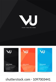 Letters V & U joint logo, emblem or icon with business card vector template.