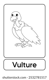 A letra V é para Abutre. Páginas de coloração de abutre. Animal Flashcard printable aprender letras Alfabeto para a educação das crianças e atividade de jogo. Planilhas de jardim de infância e pré-escola imprimíveis para crianças.