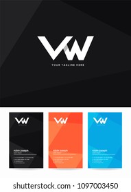 Letters V & W joint logo, emblem or icon with business card vector template.