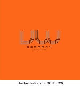 Letters V & W, VW joint logo icon. Stroke letter vector element.
